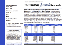 CopAur Minerals Inc. (TSXV: CPAU) (OTCQB: COPAF) Emerging Growth Research Report – April 7, 2026